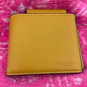 Coach Women’s Leather Wallet – Mustard Yellow – Pebbled Leather